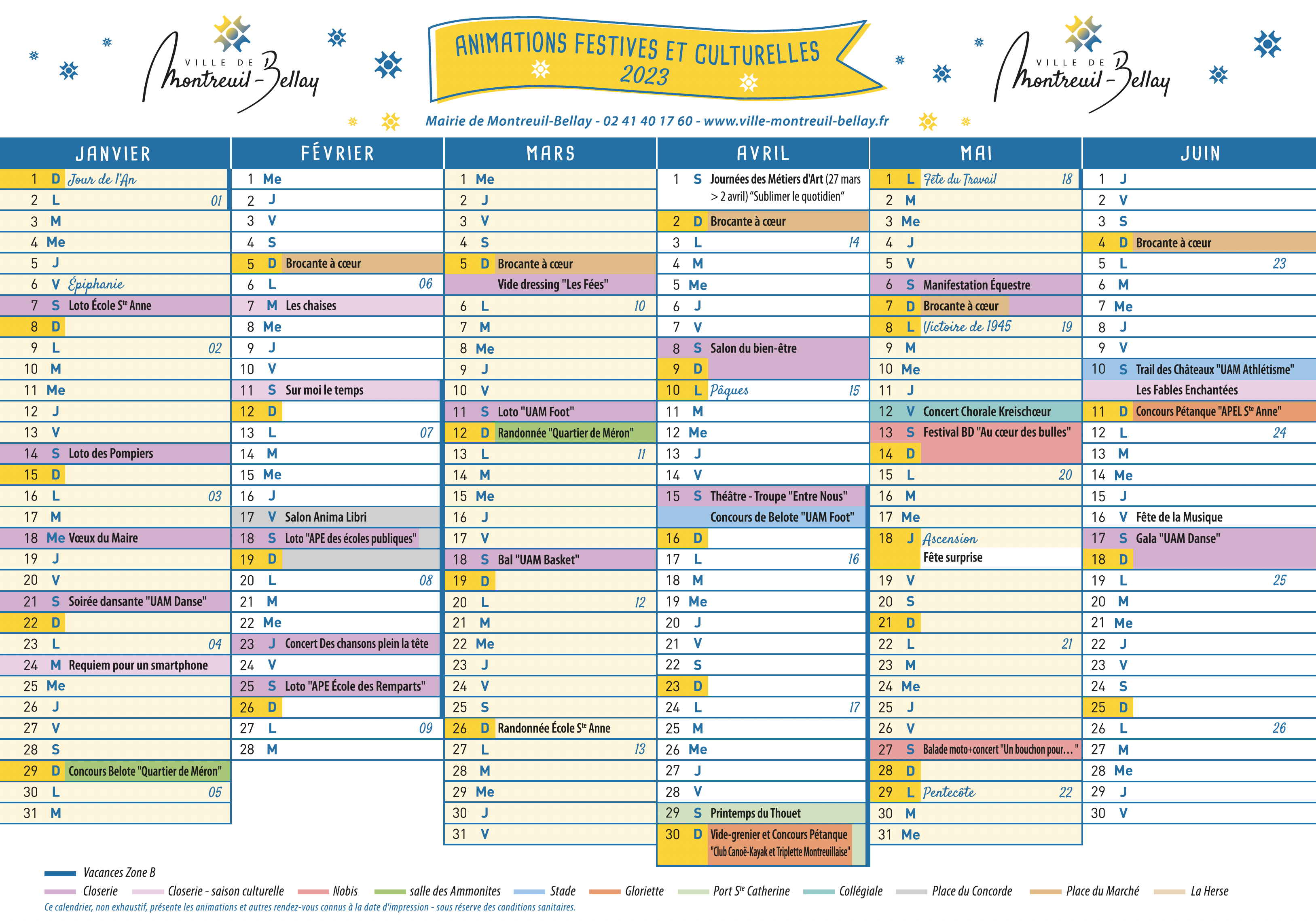 calendrier 2023 janvier a juin